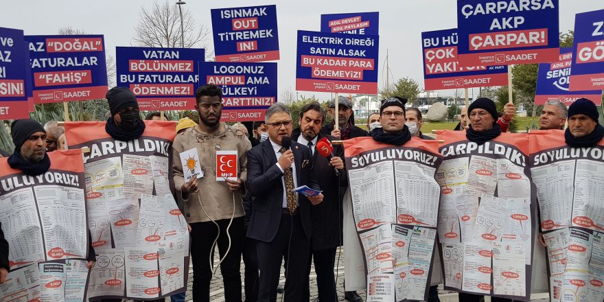 SAADET PARTİSİ İZMİR'DEN İLGİNÇ 'ELEKTRİK ZAMMI' PROTESTOSU