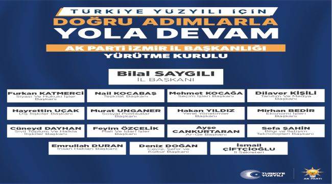 AK PARTİ İZMİR'DE YÜRÜTME KURULU BELLİ OLDU